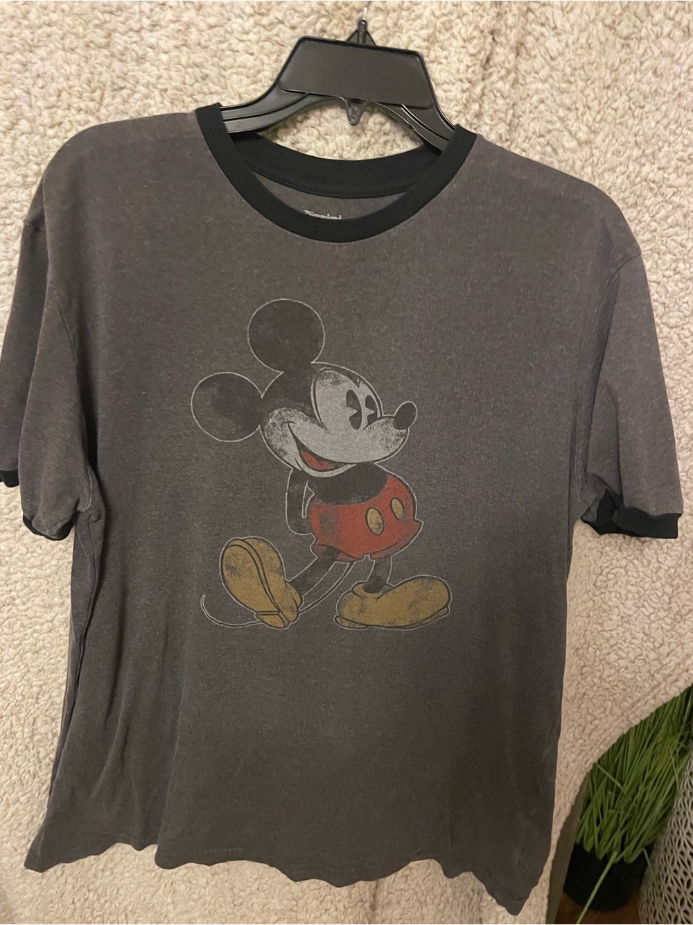 Disney Black Vintage Mickey Ringer T-Shirt with Red & Yellow Accents